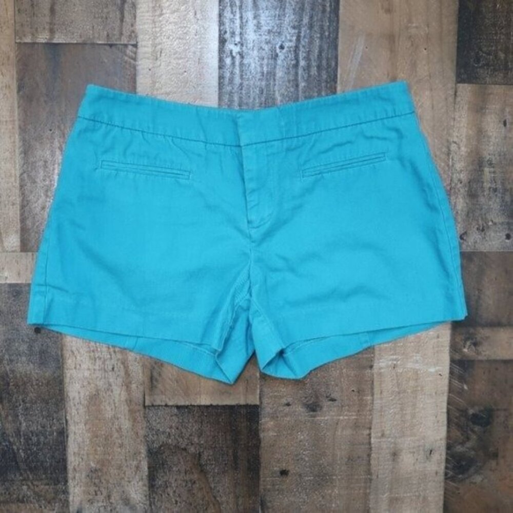 GAP Womans Size 2 Teal Turquoise Shorts Chino Summer Peacock Blue Cotton
